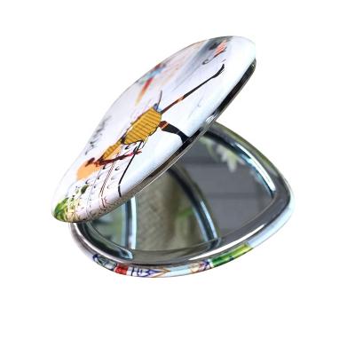 China Convenient Folding Pocket Mirror PU Leather Metal Compact Mirror With Custom Design for sale