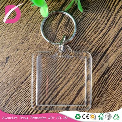 China Promotion Gift Rectangle Shape Plastic Clear Transparent Empty Photo Insert Acrylic Key Chain for sale