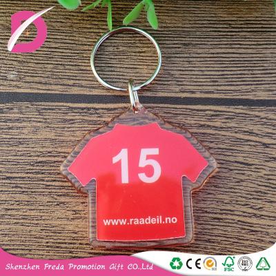 China Promotion Gift Wholesale OEM Funny Blank Type Items Custom And Photo View Stype White Clear Acrylic T-shirt Key Chain for sale