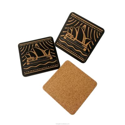 China Viable Custom Home Drinks Cup Coasters Sydney Opera House Gold Printing MDF Cork Coasters for sale