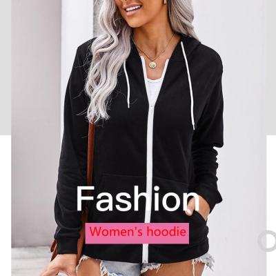 China 2021 Fashion Wholesale Hot Style Black Autumn Sale Full Zipper Causal Hoodies Breathable Custom Made Jackets For Women for sale