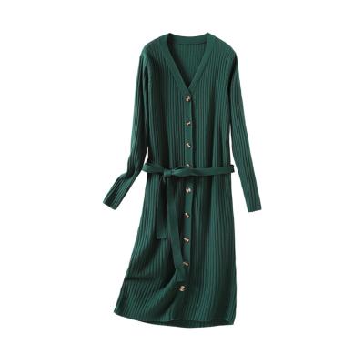 China 2022 New Fashion Anti-static Cheap Long Sleeve Sweater Women Dresses With Button for sale