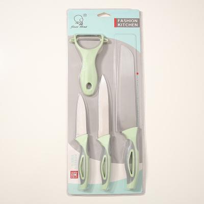 China Viable promotional sale 4pcs kitchen knife handle solid color plastic kitchen knife set for sale