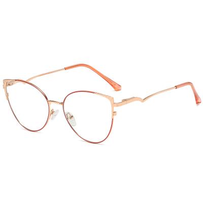 China Fahion Lady Cat Eye Glasses Metal Frame Light Anti-blue Anti-radiation Glass Optical Glasses for sale