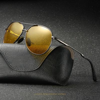 China Night Vision Driving Sunglasses Metal Frame Toad Polarized Lenses With Night Vision Mens Sunglasses Shades for sale