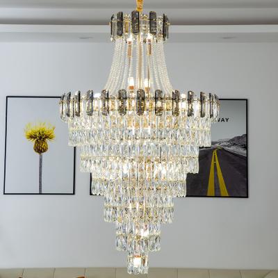 China Large Villa Modern Crystal Chandelier Custom Project Large Long Hotel Lobby Lighting for sale