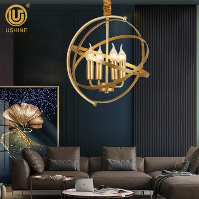 China Modern Bedroom Living Room Decorative Brass Gold Chandelier Luxury Vintage Led Pendant Light for sale