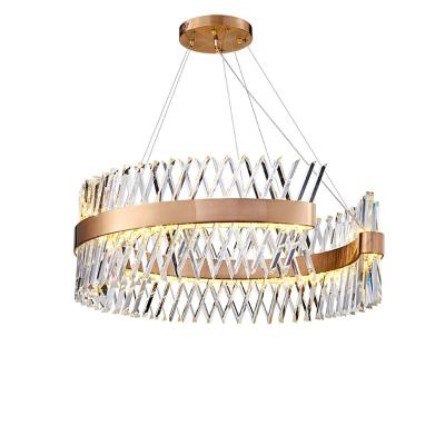 China Modern K9 Crystal Hanging Pendant Light Led Modern Hotel Lobby Ceiling Indoor Chandelier for sale