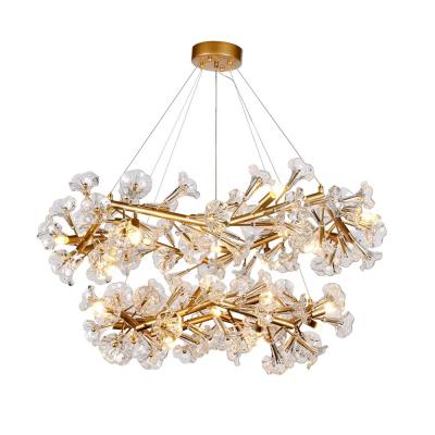 China Wholesale Price Factory Wholesale Price Material Modern Handmade Glass Chandelier Flower Decorative Lighting Living Room for sale