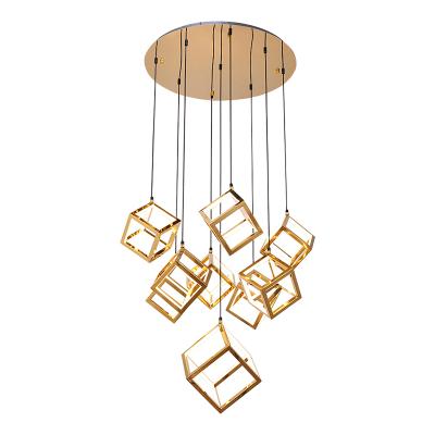 China Hanging Modern Cube Lighting Led Modern Bedroom Kitchen Island Pendant Lighting Chandelier for sale