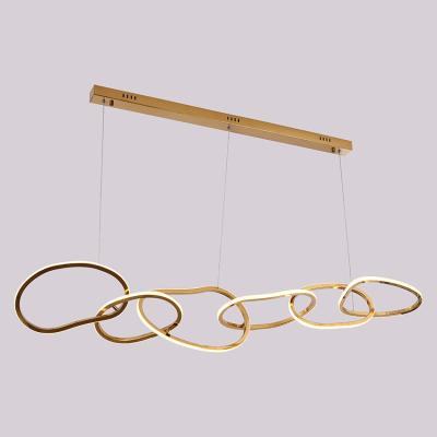 China Modern Ring Shaped LED Pendant Lamp Stainless Steel Gold Plated Finish For Dining Room for sale