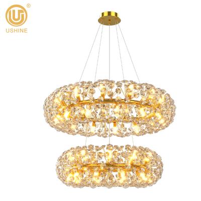 China Vintage Chandeliers Iron Luxury Modern Crystal Pendant Lamp Lights For Hotel for sale