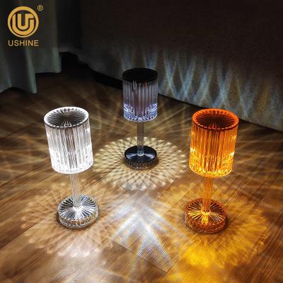 China Modern Led Energy Saving Rechargeable Light Crystal Cordless Restaurant Table Lamp Acrylic USB Night Light for sale