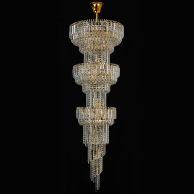 China Good Quality K9 Modern Clear Crystal Large Size Lamp Staircase Hotel Pendant Lamp For Villa for sale