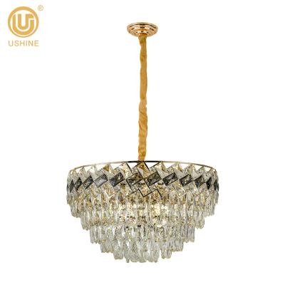 China Modern Contemporary Crystal Lamp 11*E14 Socket Gray Color For Home Living Room for sale