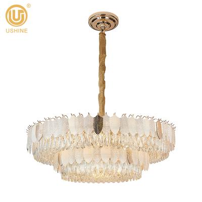 China Modern Style 'Modern' Crystal With Glass Directive Chandelier Living Room Pendant Lamp for sale