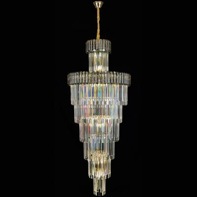 China Hotel modern lobby lamp villa crystal material with stair crystal lamp decorative pendant lamp for sale