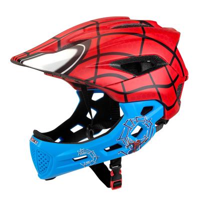 China New Design Anime Spiderman Kids Full Face Head Helmet Children's Mountain Helmet Children's Outdoor Sports Helmet Safety Protection KINGBIKE for sale