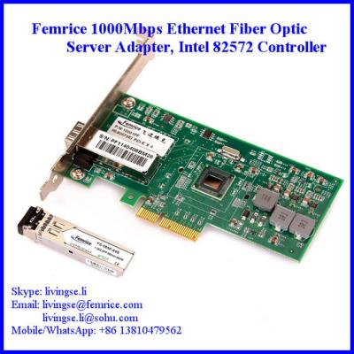 China 1 Gbs 1 Port Server Network NIC Cards, Intel 82572 Chipset, SFP Slot*1, PCI Express x4, LC Fiber, Femrice 10001PF for sale