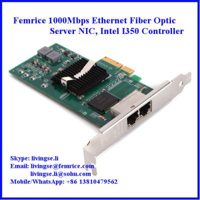 China 10/100/1000Mbps 2xRJ45 Connector Gigabit Ethernet Server NIC, Intel I350 Chipset for sale