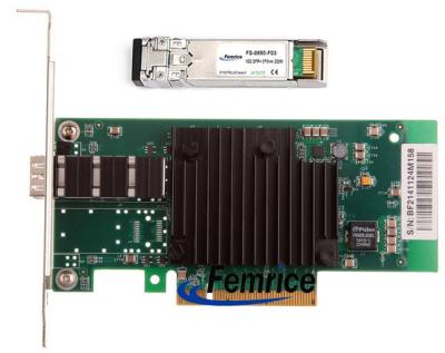 China Femrice 10G Gigabit Ethernet Server Interface LAN Card Single SFP+ Fiber Port INTEL 82599 Chipset With SM Transceiver for sale