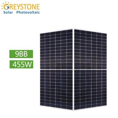 China Solar Power System Sliver.Anodized Aluminum Alloy GREYSTONE Double Bifacial Photovoltaic 455W Glass Solar Panel Price for sale