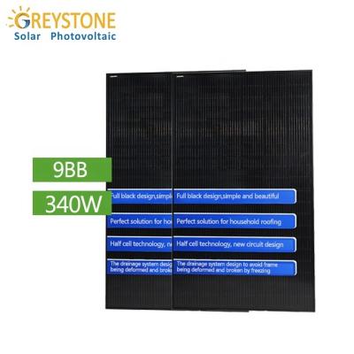 China Black Anodized Aluminum Alloy GREYSTONE 340W 60 Cell A Grade All Black Distribute Full Black Cheap Solar Panel for sale