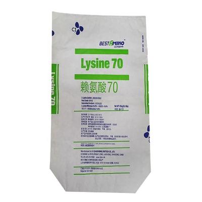 China Recyclable Hot Selling Multi-Layers Kraft Paper Bags And A PE Film Square Bottom Packing For Lysine Acid for sale