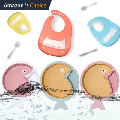 China Easily Clean Silicone Baby Stocked Unisex Bibs - Dish Set Comfortable Soft Waterproof Bib for sale