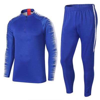 China 2018 Blue Antibacterial Club Team Soccer Tracksuit Soccer Club Training Sweater Suit for sale