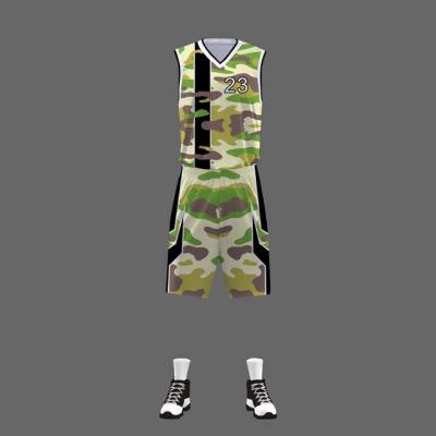 China Wholesale Breathable 100% Polyester High Quality Camouflage Basketball Uniform for sale