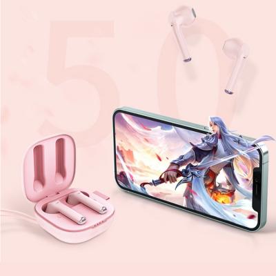 China Custom Gift Bulk Cute In-Ear Girl Student Earphone Wireless Twin Pink Earphone With MIC for sale