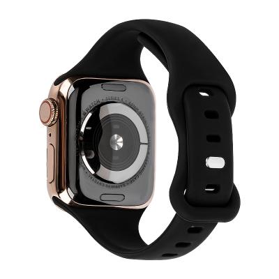 China Water Resistant RiverRock Silicone Custom Watch Band For Apple Watch Slim Silicone Band Strap Sports Buckle Series 7 6 5 4 3 2 1 for sale