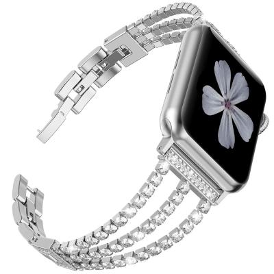 China Water Resistant RiverRock Luxury Band Strap For Apple Watch Strap 45mm 41mm 40mm 38mm For Apple Watch Bands Women Luxury for sale