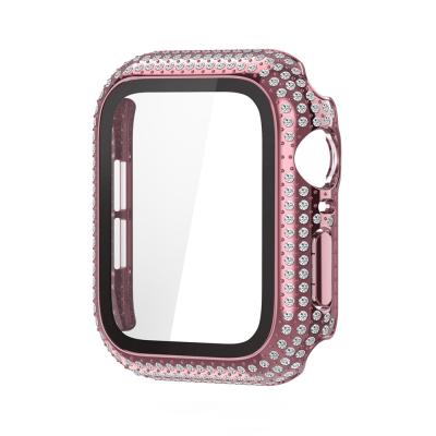 China Water Resistant RiverRock Watch Cover For Apple Watch iwatch Series 5 Women Bling Diamond Crystal Case Jewelry Rose Gold Black for sale