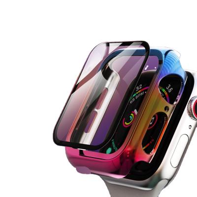 China Water Resistant RiverRock Rainbow Color Hard Case For Apple Watch 3 4 5 6 7 Case 38mm 40mm 42mm 44mm Metallic Paint Series for sale