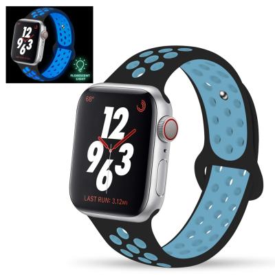 China Water Resistant Breathable RiverRock Silicone Sport Band For Apple Watch High Quality Silicone Watch Strap Luminouses Smart Hand Watches For Men for sale