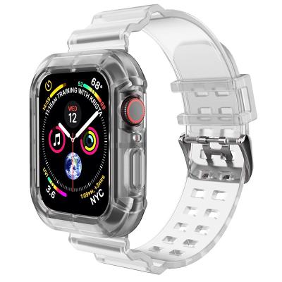 China Water Resistant RiverRock Clear TPU Watch Case Strap Clear Plastic Cases Strap Band For Apple Watch 6 5 4 3 2 1 38mm 44mm 40mm 42mm for sale