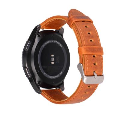 China RiverRock Watchband 20mm 22mm Water Resistant For Samsung Galaxy 4 Smart Watch Band 42mm 44mm Premium Crazy Horse Vintage Leather for sale