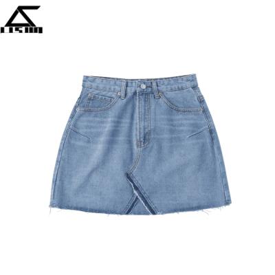 China Plus Size High Waisted Cuts Mini Light Blue Denim Skirt Jeans Denim Skirt for sale