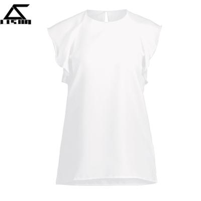 China Parride Ruffled Blouse White Sleeveless Women Sleeveless Blouse for sale