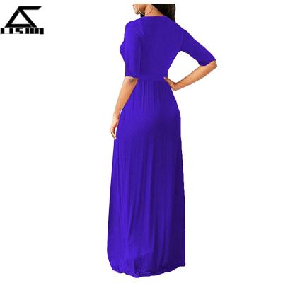 China Anti-Static Women Fall Winter Loose Plain Pockets Wrap Top Casual Maxi Dress Long Sleeve for sale