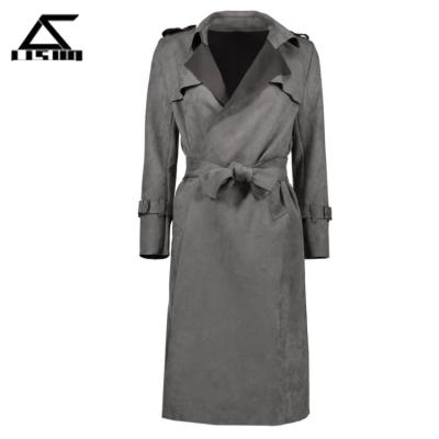 China OEM Ditch Coat Faux Suede Anti-Shrink Custom Jacket Long Ditch Coat for sale