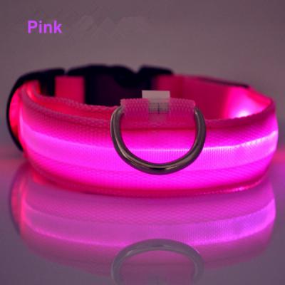 China 2021 Hot Selling Viable New Wholesale Christmas Pink Flashing Light Up Nylon LED Dog Pet Collars for sale