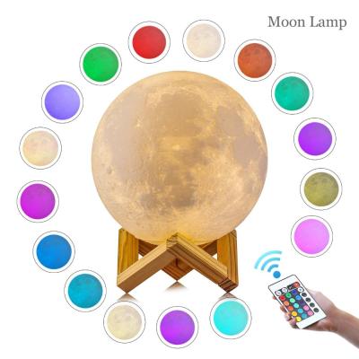 China Best Birthday Gift Modern Night Lights 3D Printing LED In Touch 15cm Moon Lamp Dimmable Home Decoration Moon Light With Remote Control for sale