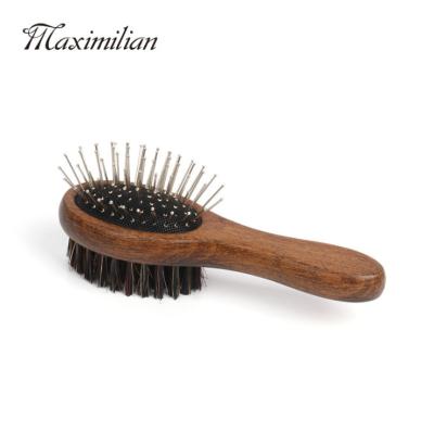 China Viable Free Sample Wooden Pets Double Sided Brush Pet Grooming Dog Cat Long Haired Hair To Remove Grooming Tool for sale