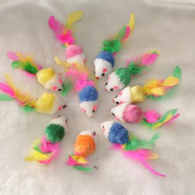 China Healthy Viable Cat Tickling Toy Cat Tickling Mouse Feather Plush Toy Cat Educational Kitten for sale