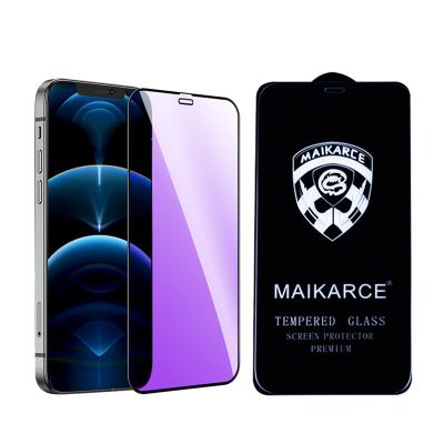 China 2022 Fashion 2022 Fashion Anti-eye Anti-fingerprint Tempered Glass Screen Protector Purple Lightweight Anti-explosion Bubble Free Protector For iPhone for sale