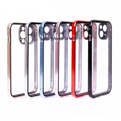 China Transparent Phone Case Supplier Shockproof Professional Unique Phone Case For Iphone Magnetic Glass Metal Phone Case for sale