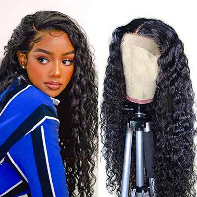 China Hot Water Set Ez Pre Stretched Braids Hair Wigs 100% Lace Frontal Black Water Wave Hair Wig 13*6 For Black Women for sale